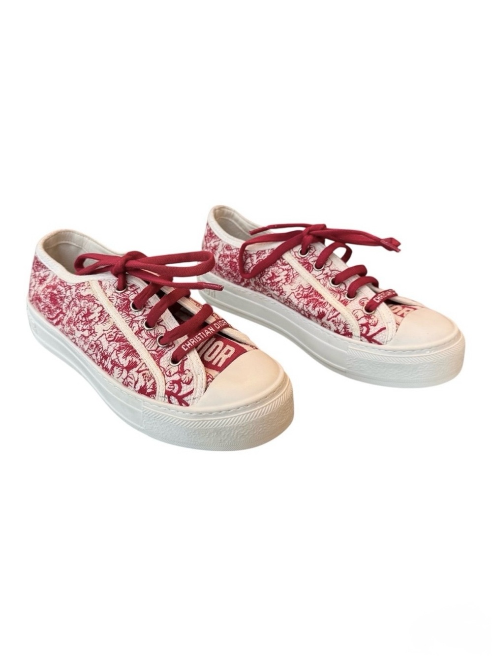 Christian Dior Floral Toile De Jouy Red & White Chinese New Year Sneakers - Picture 2 of 11
